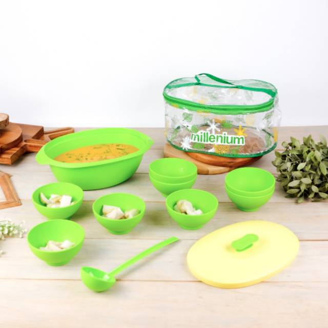 Millenium BOWL SET / Kotak Makanan wadah tempat sayur set mangkok sup mangkuk kecil centong