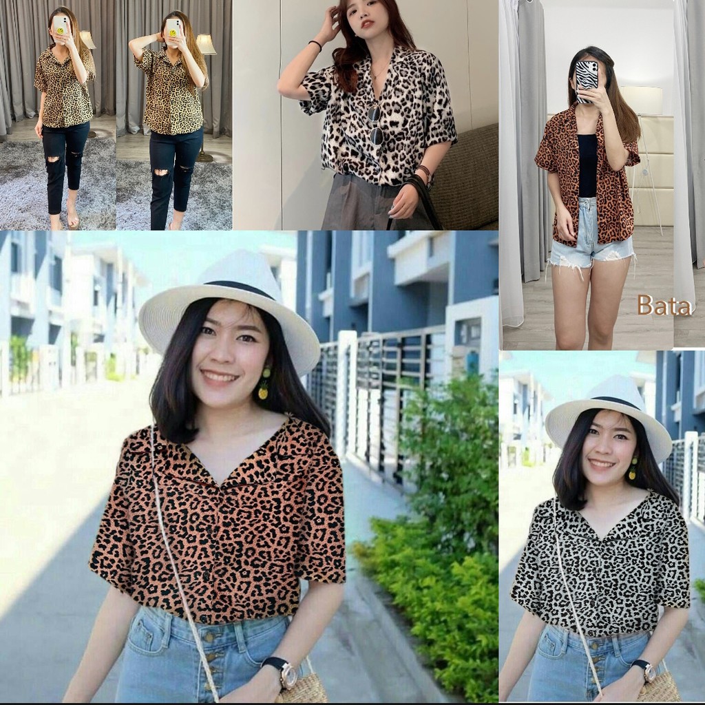 *[GLFK] Kemeja Motif Leopard Terbaru / Atasan Kemeja Wanita / Pakaian Kemeja Wanita Kekinian Terbaru