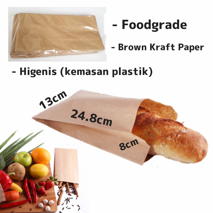 

BAYAR DITEMPAT KANTONG KERTAS PAPER BAG COKLAT Kraf Kraft Paperbag Foodgrade Medium