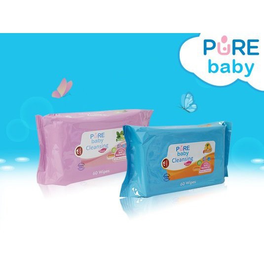 PURE BABY  CLEANSING WIPES 60 20 BESAR KECIL  LEMON TEAOLIVE