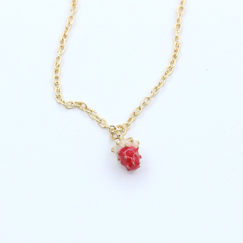 Kalung Strawberry Super Cute Rantai Rumbai Panjang Rumbai Indah