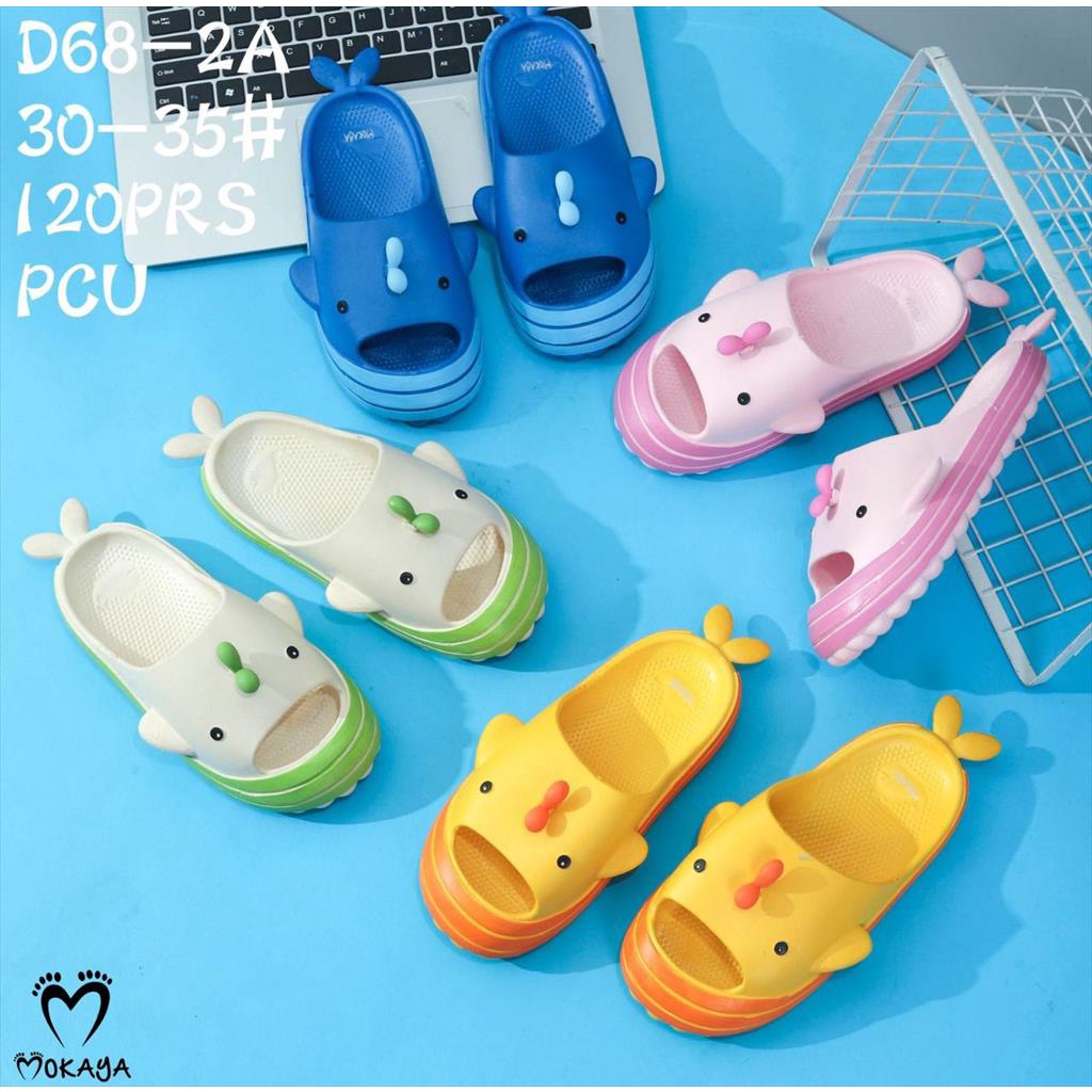 Sandal Slop Bakpao Jelly Anak Cewek Cowok Ikan Paus / Whale Kekinian Terbaru Super Cute Gemes Keren Import Mokaya / Size 24-35 (D68-2A)