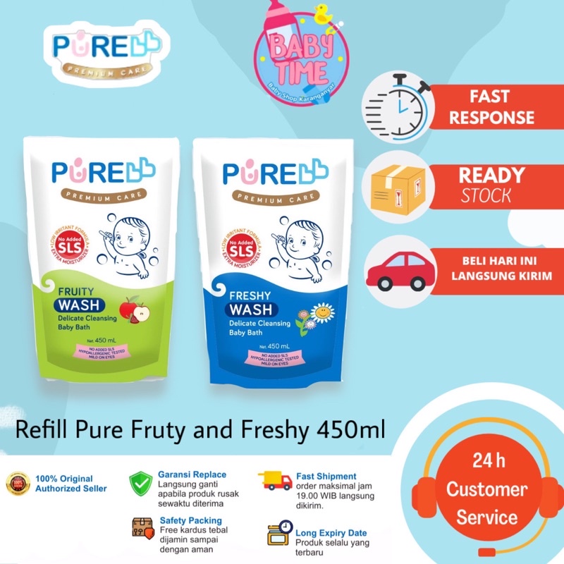 Pure BB Wash Freshy &amp; Fruity 450ml Sabun Mandi Bayi