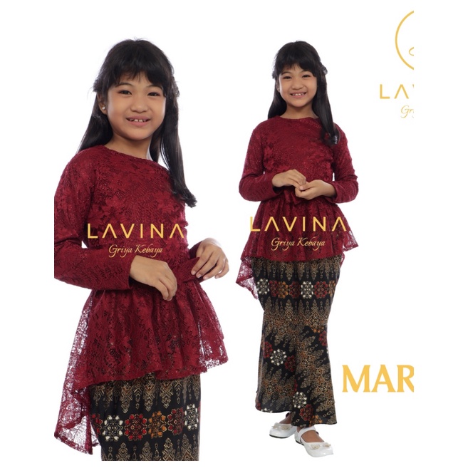 SETELAN KEBAYA AURORA  ANAK USIA 5-13 UKURAN M L XL XXL TAHUN BAHAN BROKAT ROK DUYUNG / SETELAN AURO