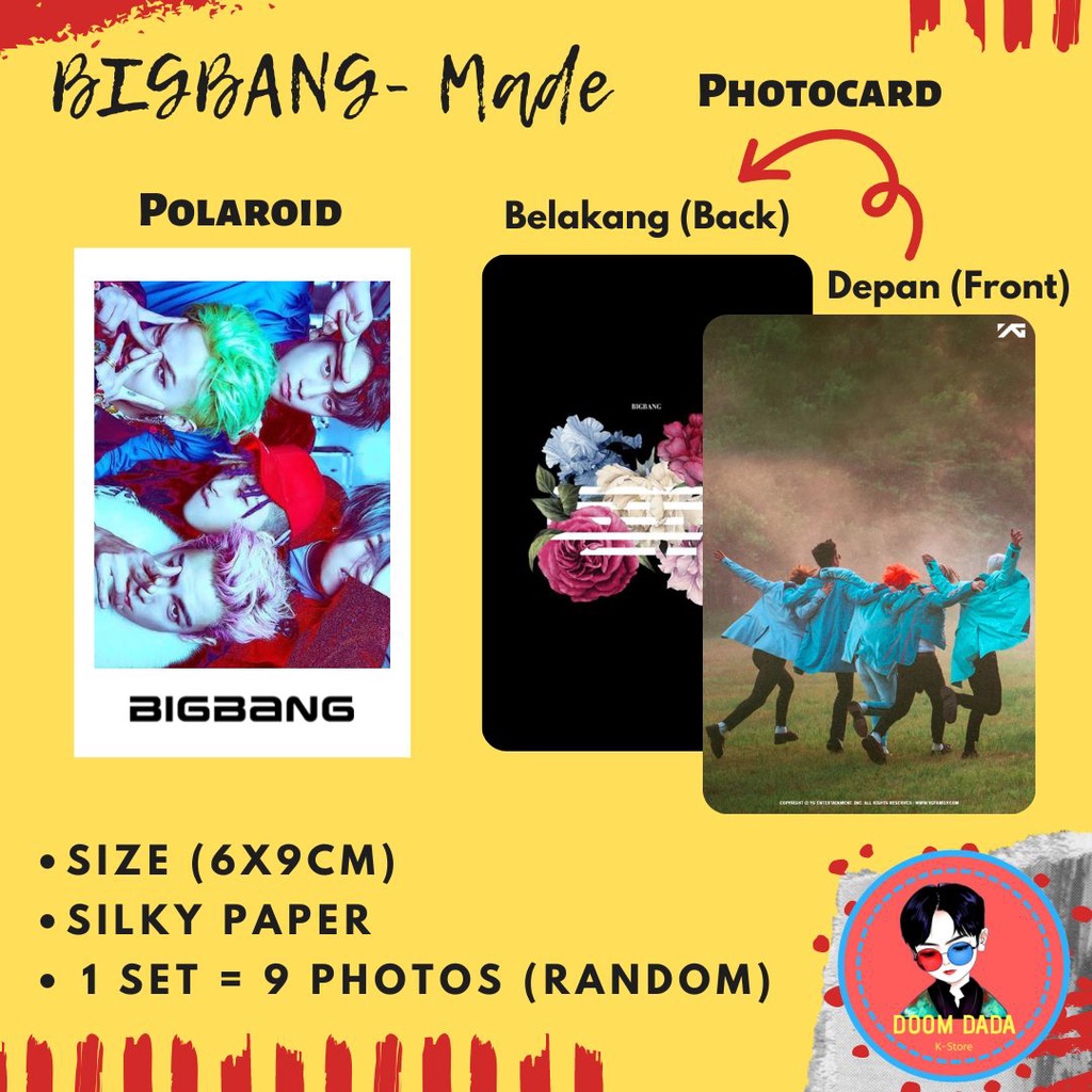 (ISI 9 PCS) PAKET POLAROID BIGBANG MADE G-DRAGON TOP TAEYANG DAESUNG SEUNGRI / PAKET PHOTOCARD BIGBA