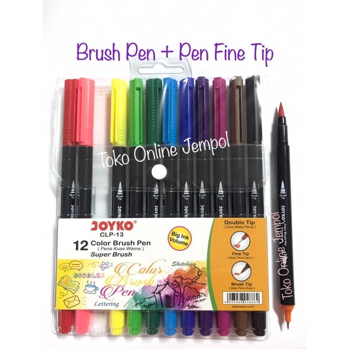 

[[COD]] Brush Pen Pena Fine JOYKO DOUBLE TIP CLP-13 kuas lettering ATK1120JY TERPERCAYA Kode 912