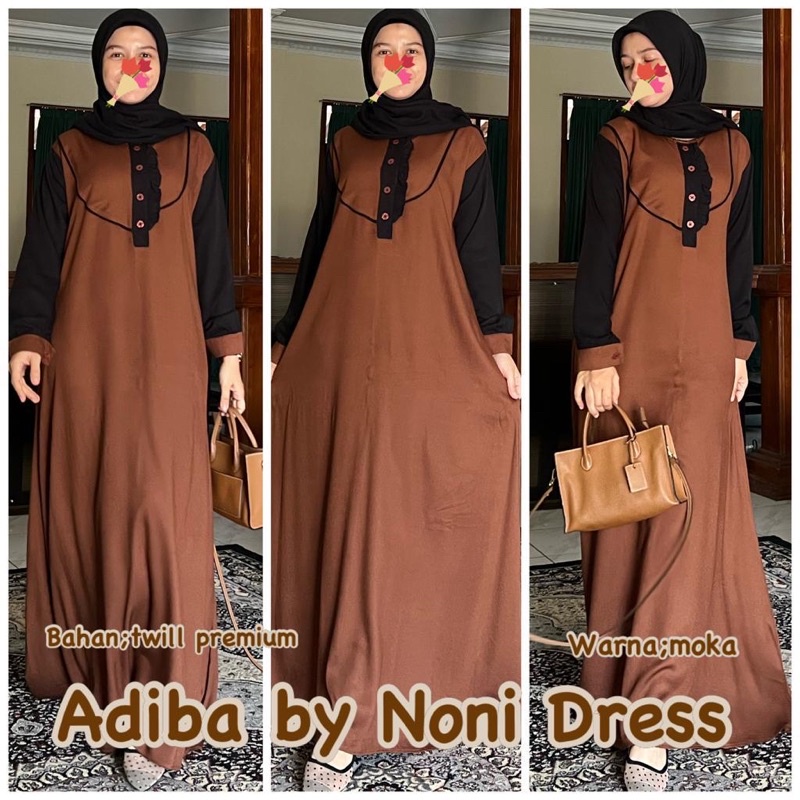 Daster Arab Noni ADIBA Maxi Dress Long Dress Gamis Premium Twill