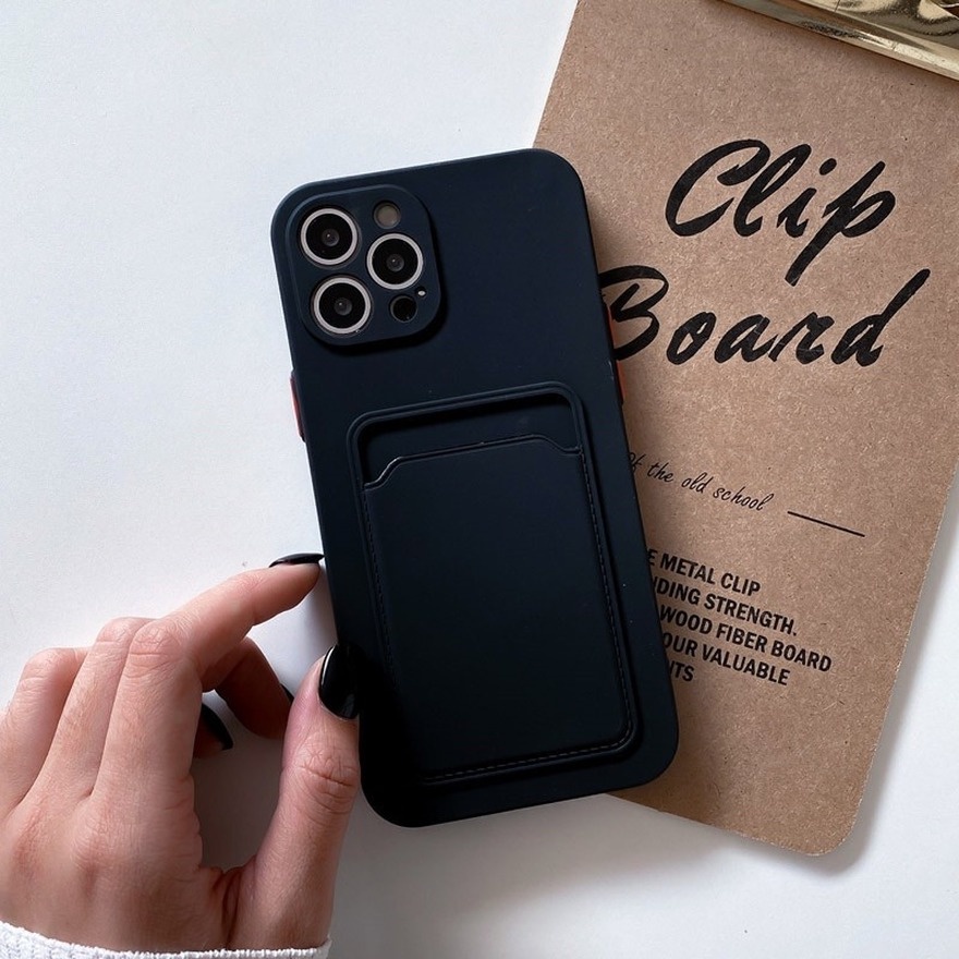 [Ready Stock]Xiaomi Mi 11 Lite Poco M3 X3 NFC Redmi 9T Note 10 4G 9 9s 8 Pro Case Card Bag Holder Phone Case Soft TPU Protective Cover-Blacks