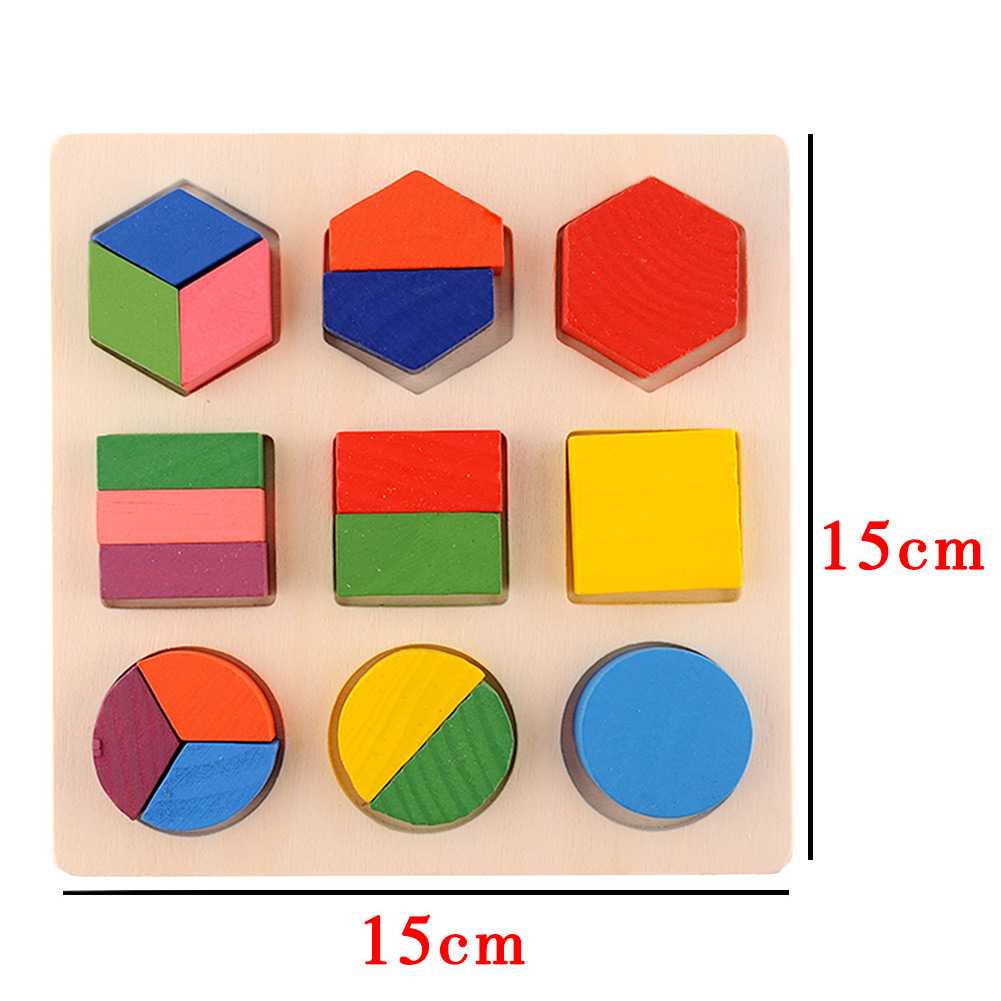 Mainan Balok Kayu Puzzel Kayu Mainan Edukasi Mainan Puzzle 3D Geometri