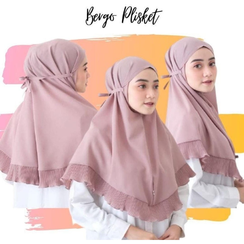 Bergo Rempel Plisket Kombinasi Lidi Maryam Hijab jilbab Instant