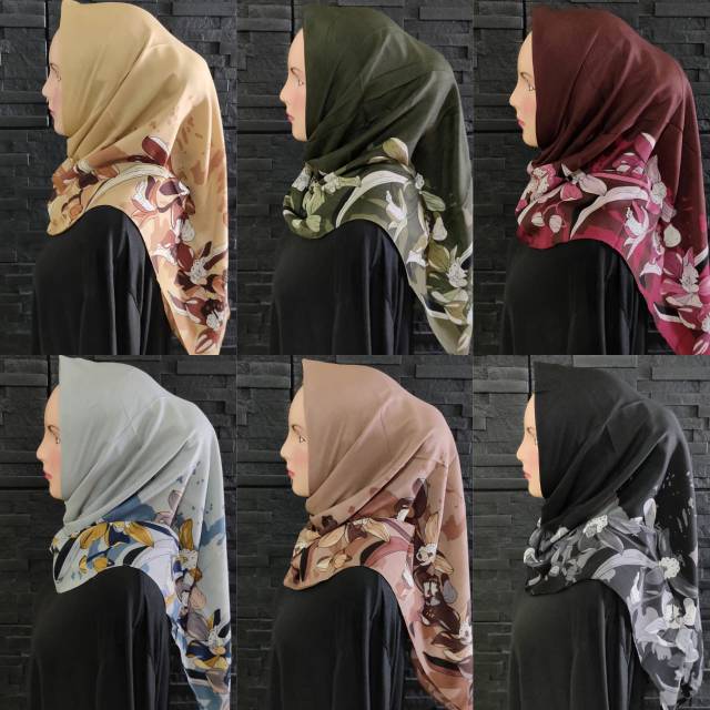 JILBAB SEGI EMPAT MOTIF BUNGA