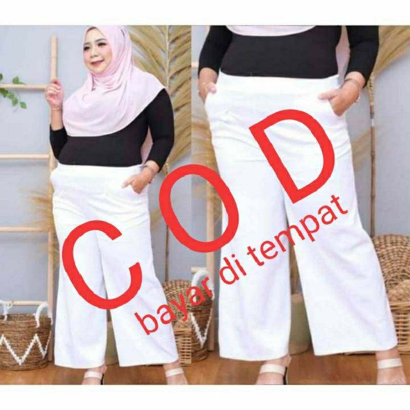 Muat BB 95 kg | Celana Kulot Highwaist JUMBO BIGSIZZ Wanita Scuba Premium