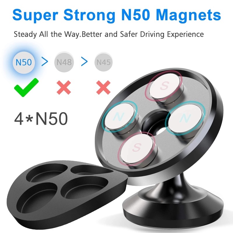 Hot Sale/Dudukan Ponsel Magnet Paduan Aluminium Mobil Universal/Bracket Magnet Dashboard Mobil Dapat Diputar 360derajat