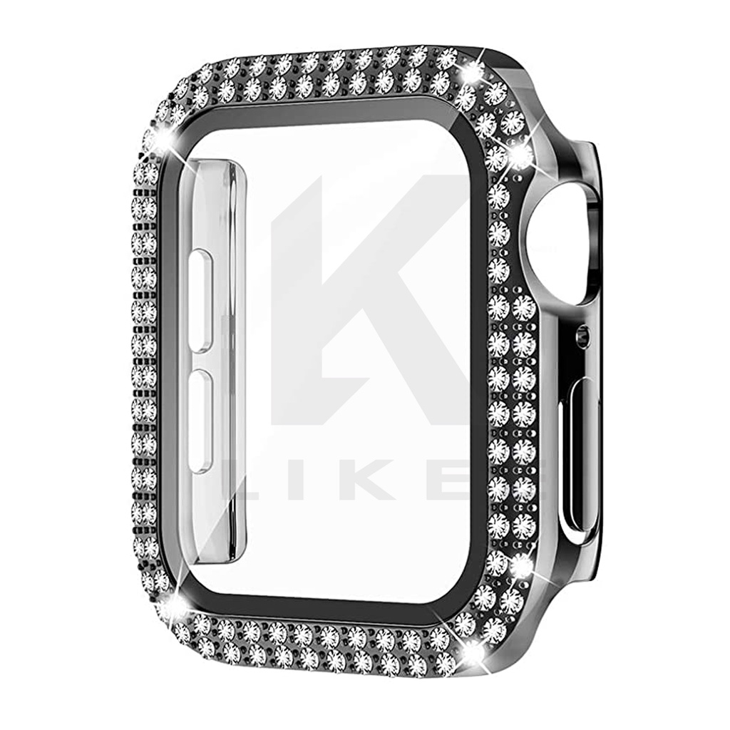 Diamond CaSE For Apple watch 41mm 45mm 40mm 42mm 38mm Bling Bumper Pelindung Cover iWatch Series7 3 4 5 6 se Untuk t500 x7 t5 t5 ft50 w26 w46 w56