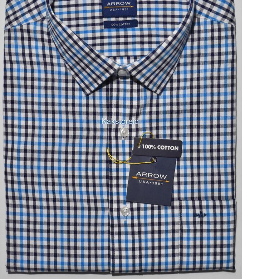 xvf-153 Kemeja Pria Formal Lengan Pendek ARROW Biru Reguler ARR 31 ORIGINAL .