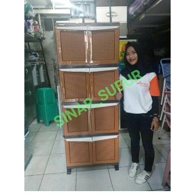 LACI LEMARI PLASTIK LEMARI PAKAIAN NAPOLLY 8 PINTU ROTAN