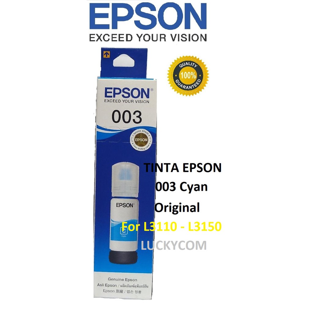 Tinta EPSON Original 003 Cyan Printer EPSON L3110 - L3150