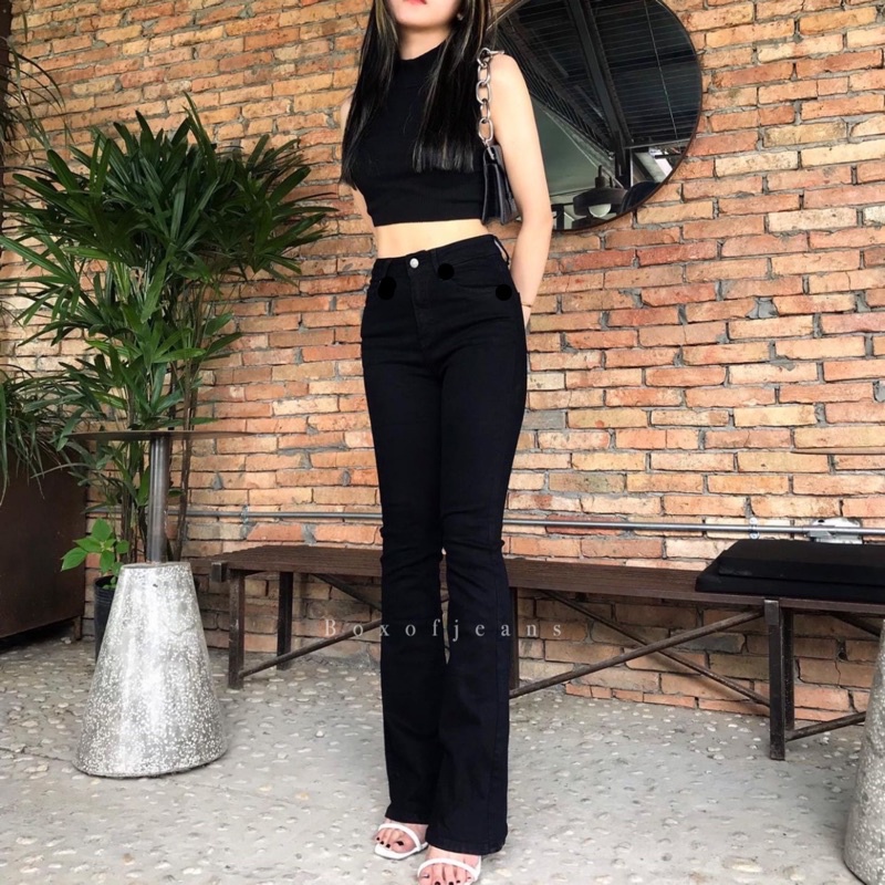 Boxofjeans - HW Flared / Cutbray Jeans - BLACK