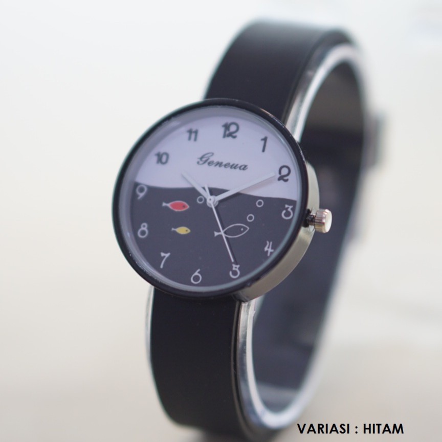 ( READY 7 WARNA ) JAM TANGAN MURAH PRIA WANITA ORIGINAL GENEVA RUBBER MOTIF IKAN // GN028