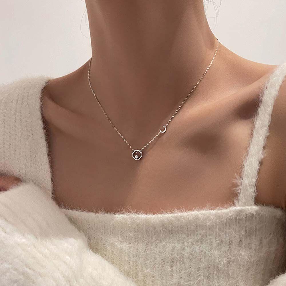 Mxbeauty Wanita Kalung Kepribadian Sederhana Matahari Bulan Teman Hadiah Pacar Hadiah Berlian Imitasi Gaya Korea Kalung