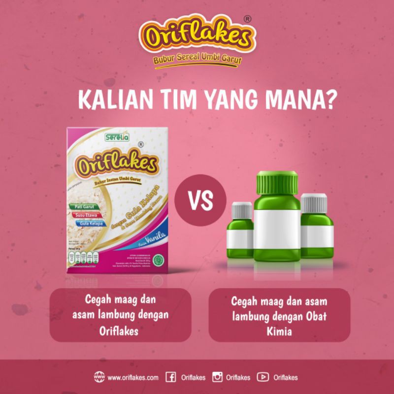 ORIFLAKES GASTRO Sereal Umbi Garut VANILA untuk Asam Lambung Maag Gerd 350 g