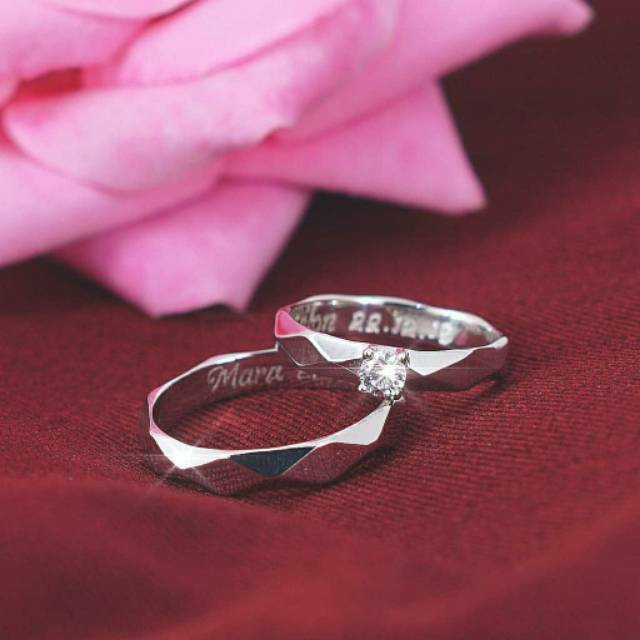 Cincin kawin perak lapis rhodium hitam