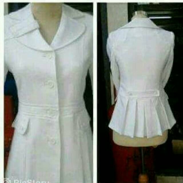 Stelan blazer putih putih/perawat