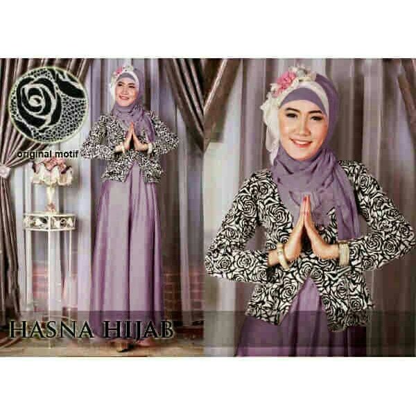 SPESIAL ATASAN PAKAIAN WANITA MUSLIM GAUN SETELAN Set Hasna Hijab Blazer Motif Bunga Setelan Wanita