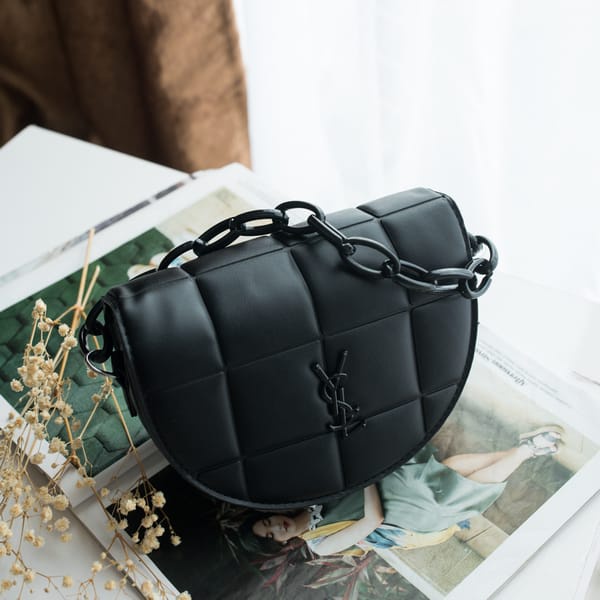 BJ57545 - BLACK/KHAKI/PINK/RED/WHITE/YELLOW - TAS SETENGAH LINGKARAN KOTAK TALI RANTAI SLEMPANG IMPORT TERMURAH BAGSTORE TAS WANITA FASHION IMPORT MODIS ELEGAN TERMURAH TERLARIS TERBARU BAGSTORE JAKARTA TAS BATAM CR7545