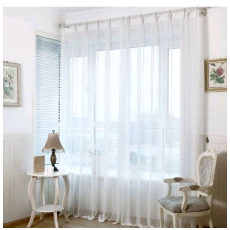 gorden jendela minimalis Daleman gorden bahan poil import warna putih