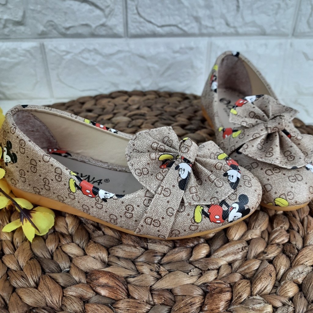 mandirishoesstore-SEPATU PESTA FLATSHOES ANAK PEREMPUAN MICKEY 3 4 5 6 TAHUN IAY01