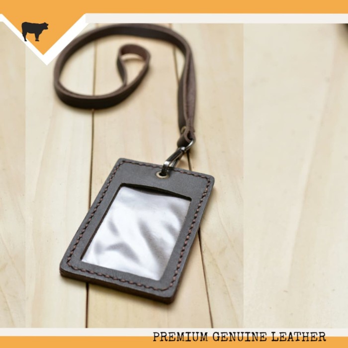 

Menakjubkan Id Card Kulit Asli, Name Tag Card Holder Leather Goods Dark Brown Bagus