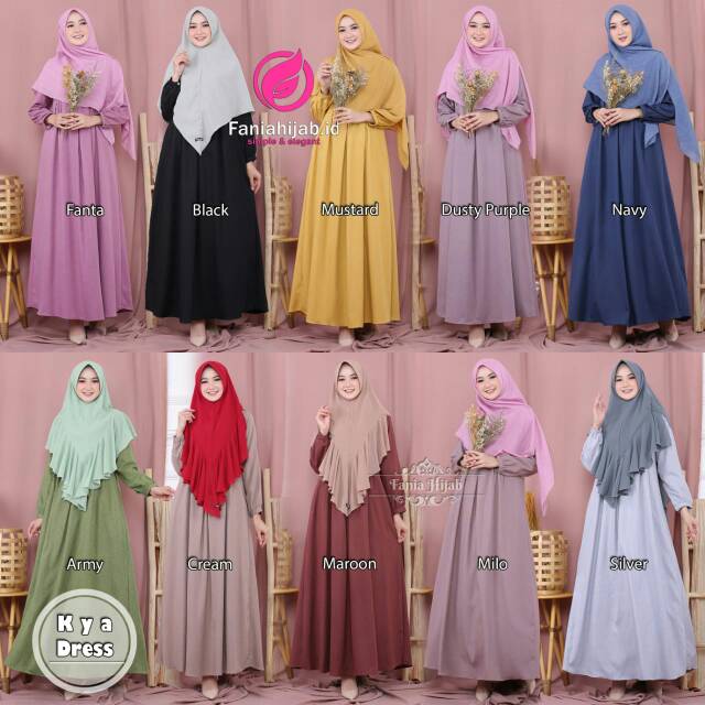 Gamis polos dress katun madina busui kya by faniahijab