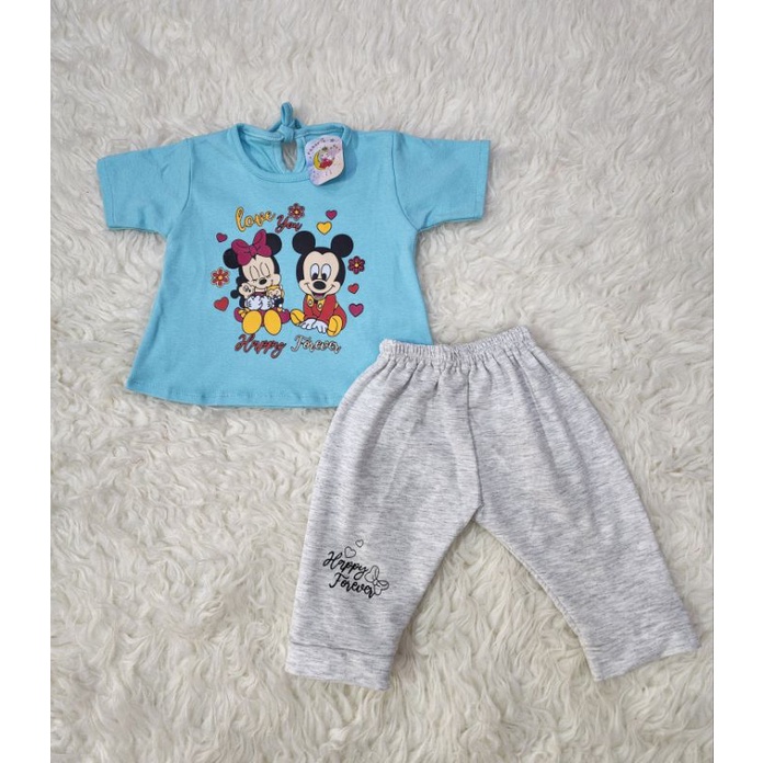 baju bayi perempuan stelan celana  mikey jghs22