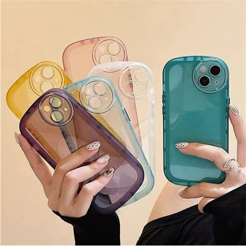 Casing Airbag Transparan Warna Neon OPPO A17 A16 A95 A17K A15 A12 A5S A3S A12E A7 A5 A9 2020 A53 A33 A54 A74 A16s A15s A35 A11 A11K A Macaron Soft TPU Shockproof Cover