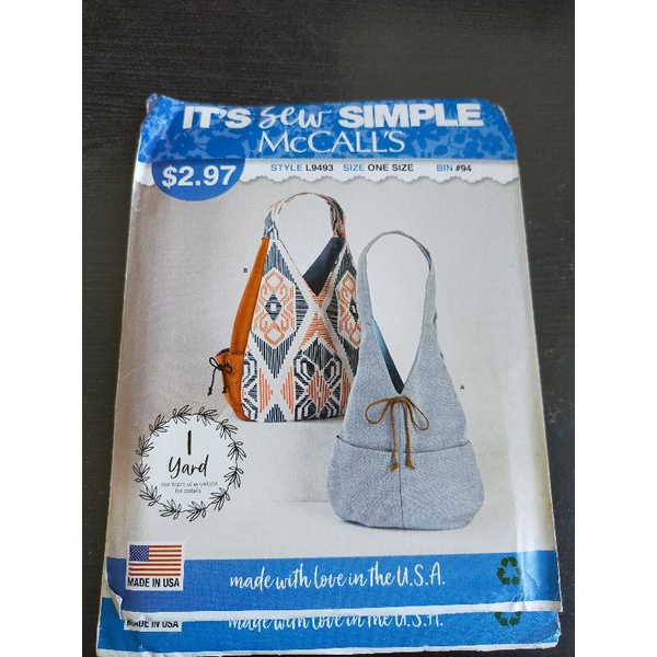 Pola Jahit Tas McCall's L9493