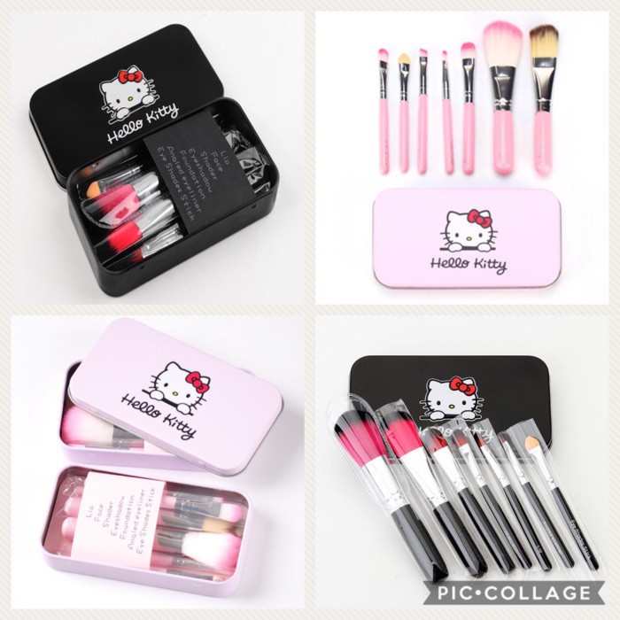 Hello Kitty Mini Makeup Brush Set terdiri dari 7 in 1( kuas mini/travel )