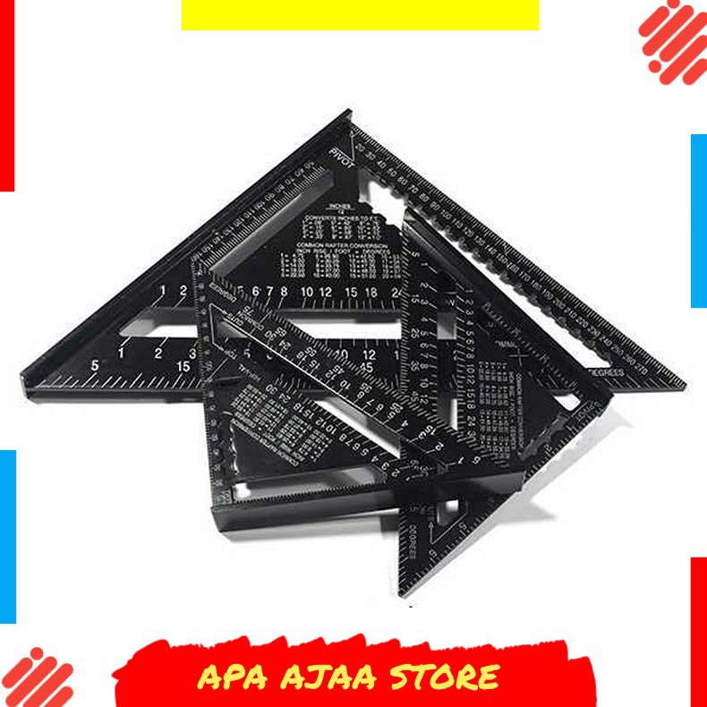 Best Seller ! VKTECH Penggaris Siku Mistar Triangle Ruler Aluminium 7 inch - A10D01