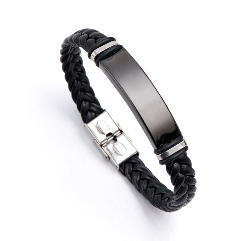 Gelang Multilayer Bahan Kulit Dan Stainless Steel Gaya Punk Vintage Untuk Pria