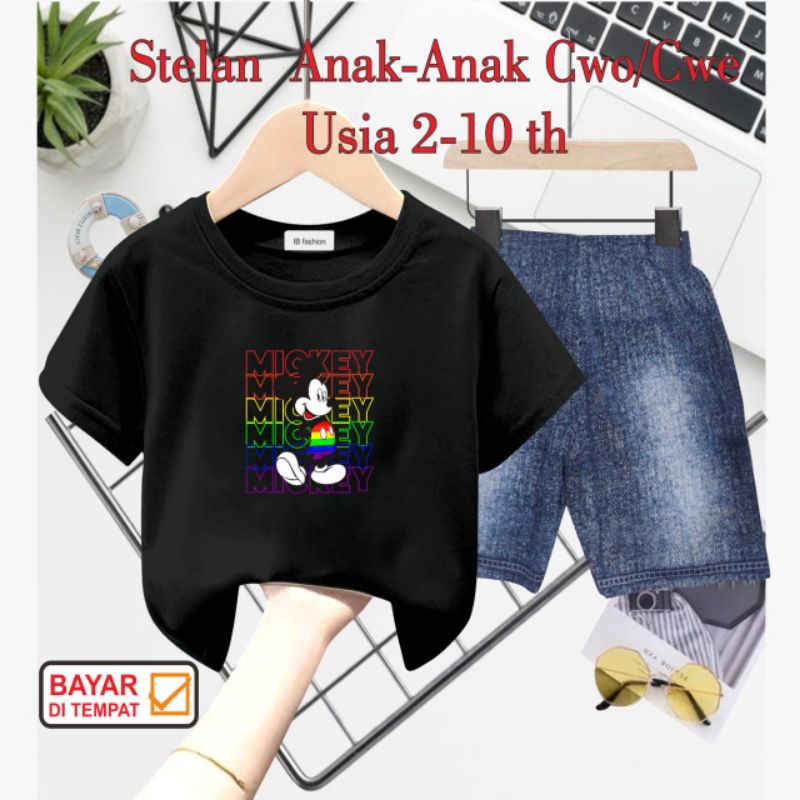 ((IB))SETELAN ANAK2 UNISEX SEMI JEANS/M1CK3Y DIGITAL SABLON