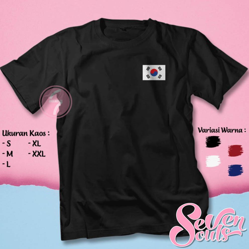 Kaos Logo Bendera Korea / Baju Distro Korean Flag Style Eksklusif Tshirt Souls 4862