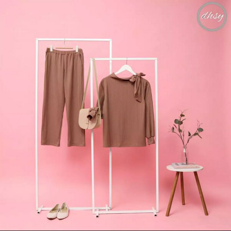 MAUDY SET/setelan wanita/blouse+pants/knit premium/terbaru/terlaris