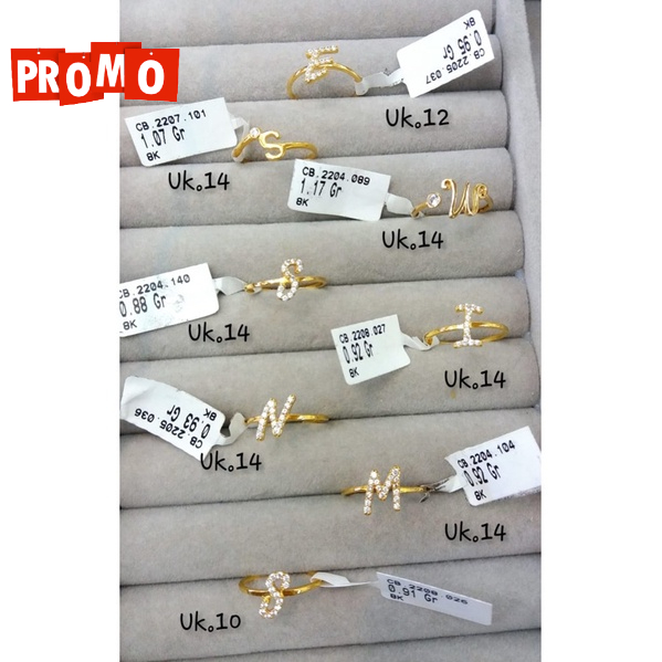 Cincin huruf alphabet fashion kadar 375/8k promo murah meriah