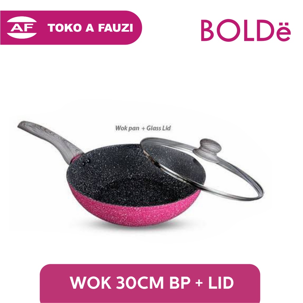 Wok 30 Cm Plus Tutup Kaca BOLDe Super Pan Blackpink - Wajan Glass Lid