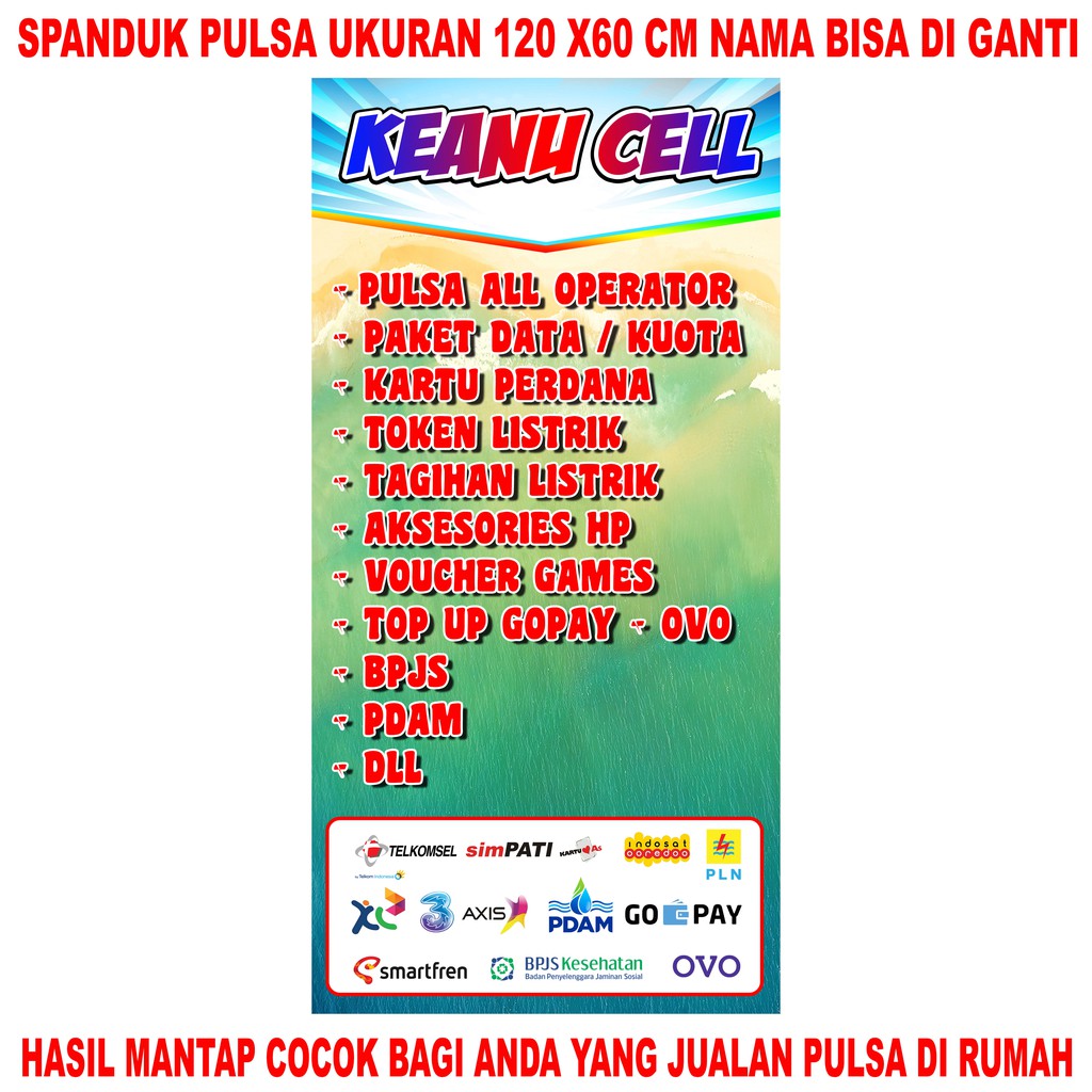 Banner Spanduk Jual Pulsa Ukuran 120x60 Cm Murah