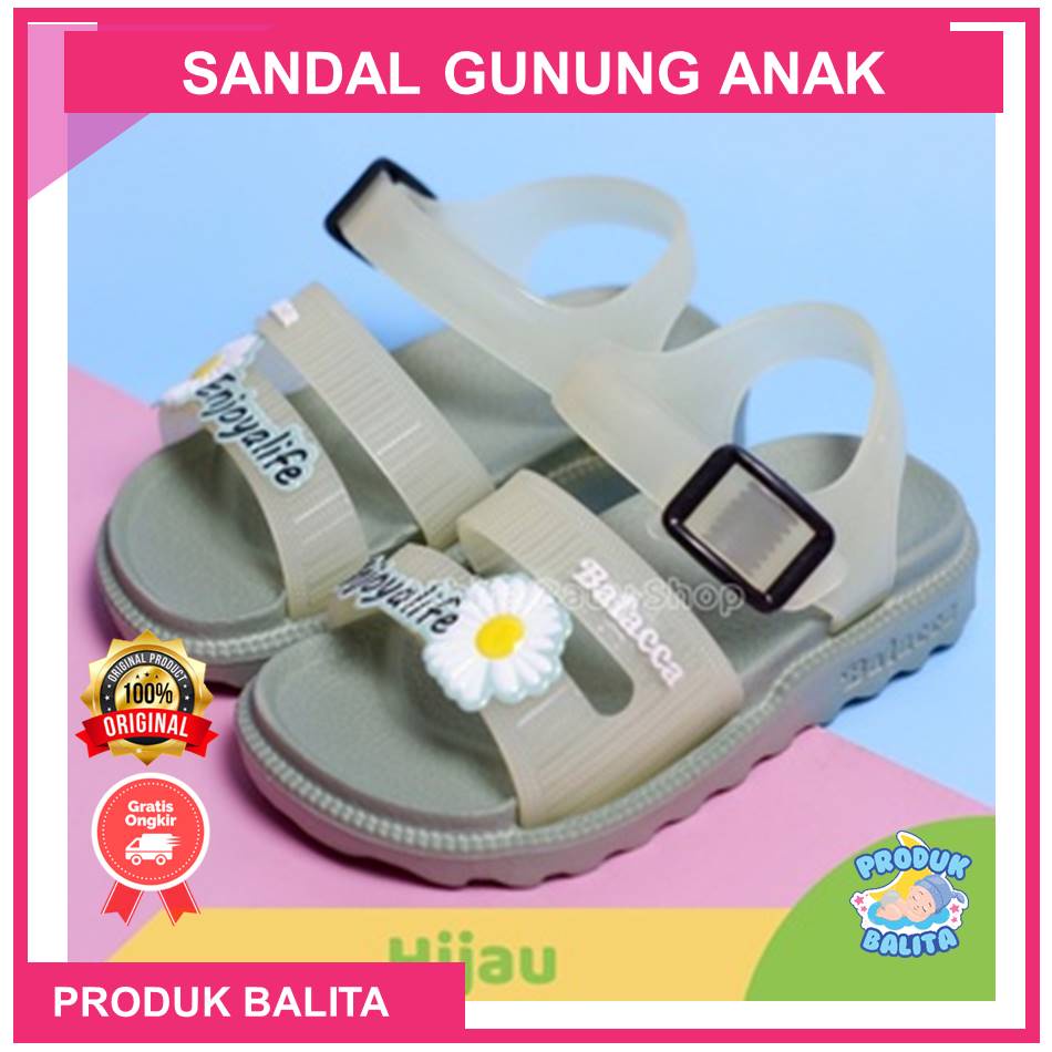 Sandal Gunung Anak Perempuan Sandal Tali Belakang Motif Bunga Sandal Karet Jelly Terlaris