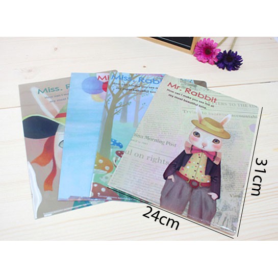 

Korean Stationary Nixnox Folder File Rabbit 4 Slip Tebal