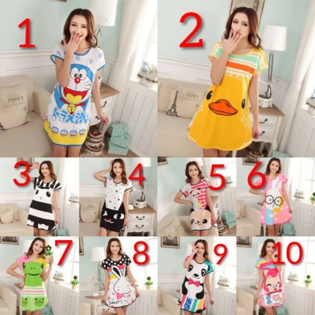 WJ184 Baju Tidur Karakter Daster Motif Lucu