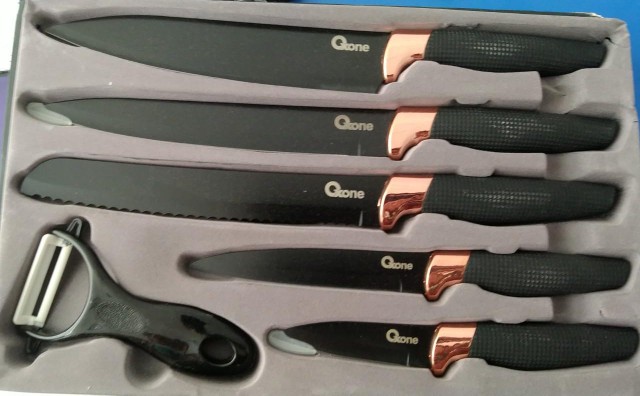 [ Oxone ] Pisau Set Marble Oxone Ox 609n - Black Marble Serie 6pcs