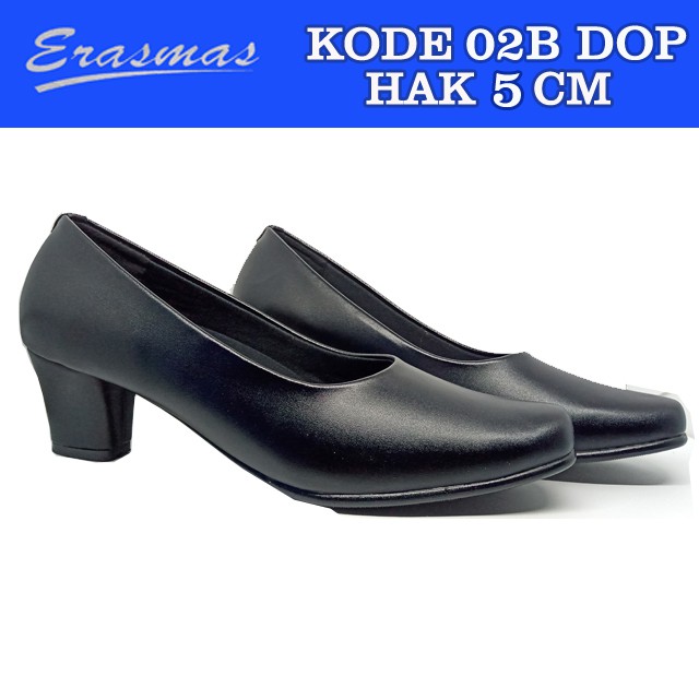 Sepatu PDH Polwan PDH Kowad 02B Erasmas Hak 5 Cm Hitam Persit Bhayangkari Formal Kerja Kantor PNS